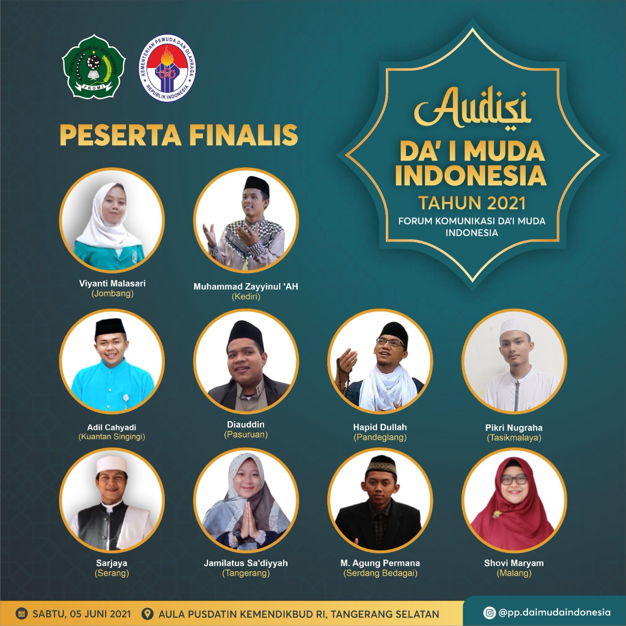 FKDMI bersama Kemenpora RI Gelar Grand Final Audisi Dai Muda Indonesia Tahun 2021